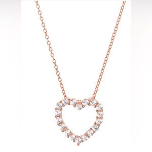 Savvy Cie Jewels 18K Rose Gold Plated over Sterling Silver CZ Open Heart…